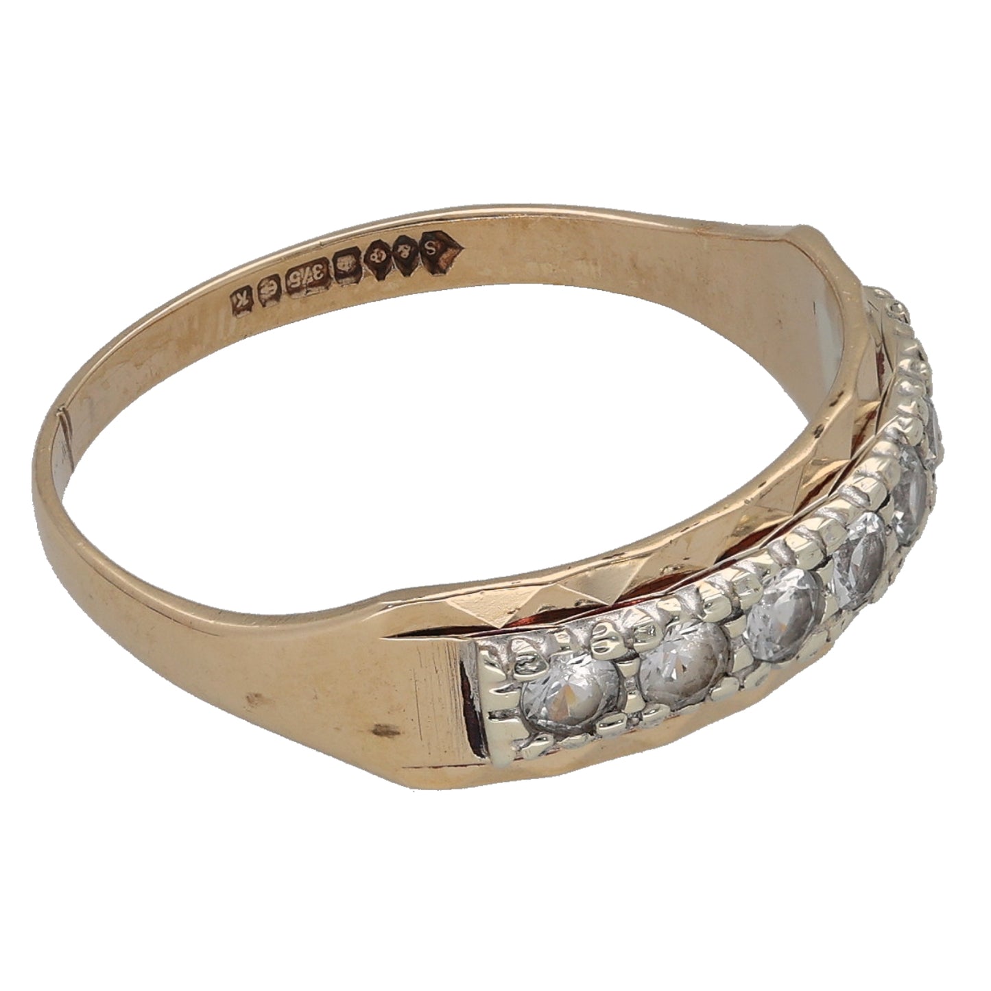 9ct Gold Cubic Zirconia Half Eternity Ring Size P