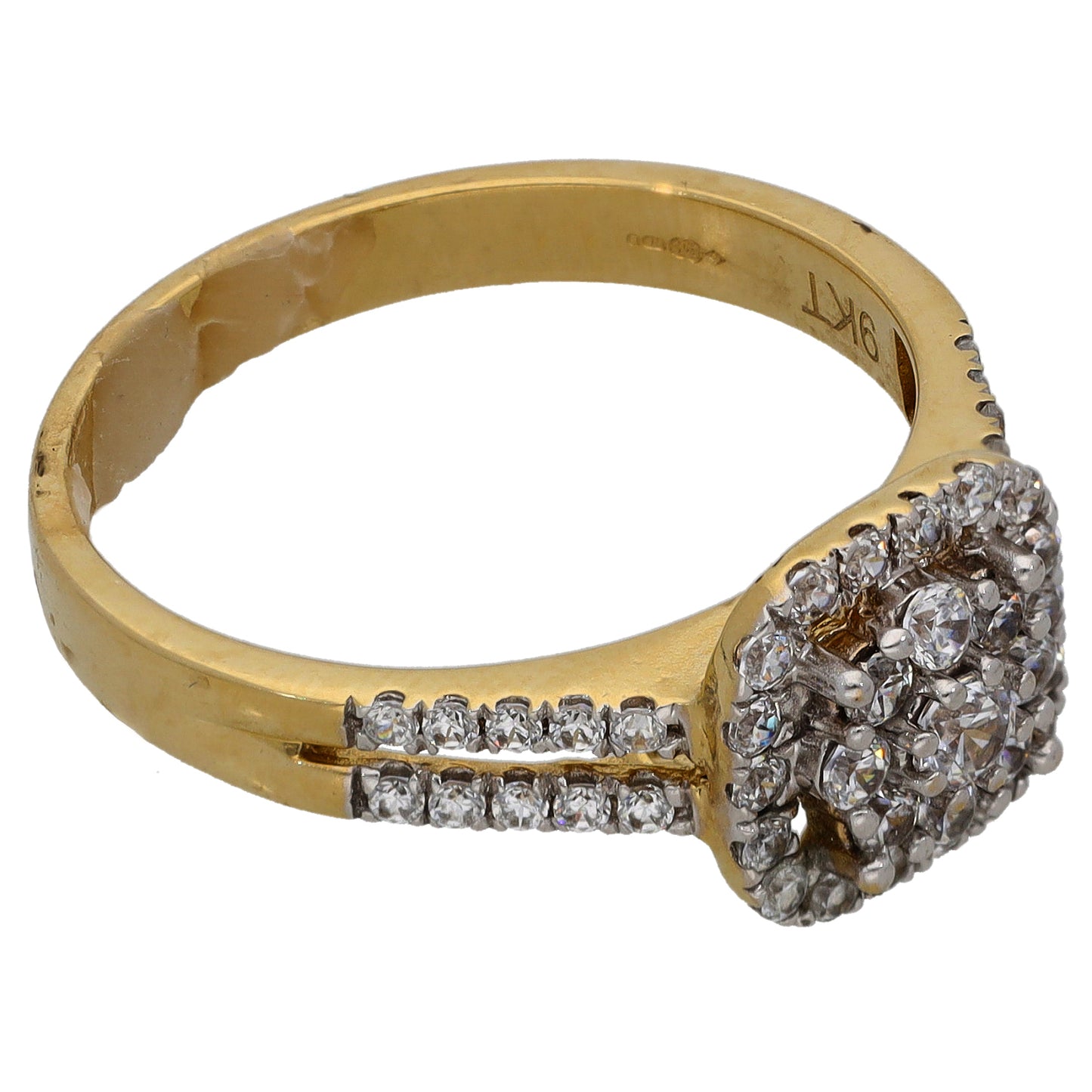 9ct Gold Cubic Zirconia Cluster Ring Size T
