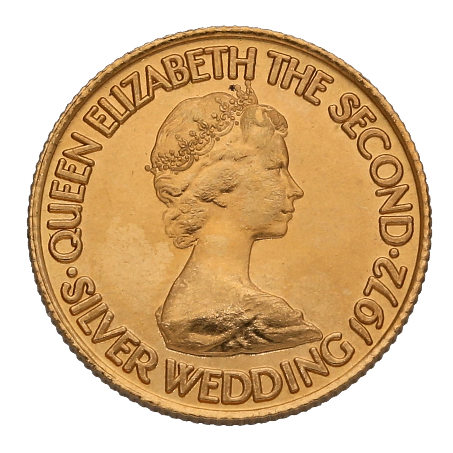 22ct Gold Queen Elizabeth II Silver Wedding Five Pounds Coin 1972