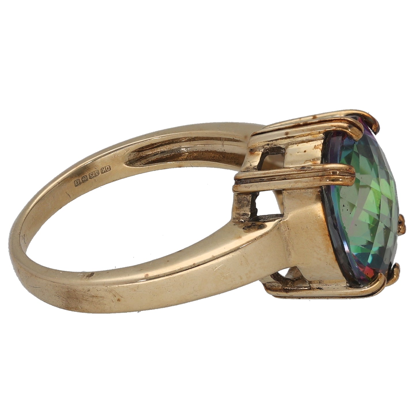 9ct Gold Coated Topaz Single Stone Ring Size N