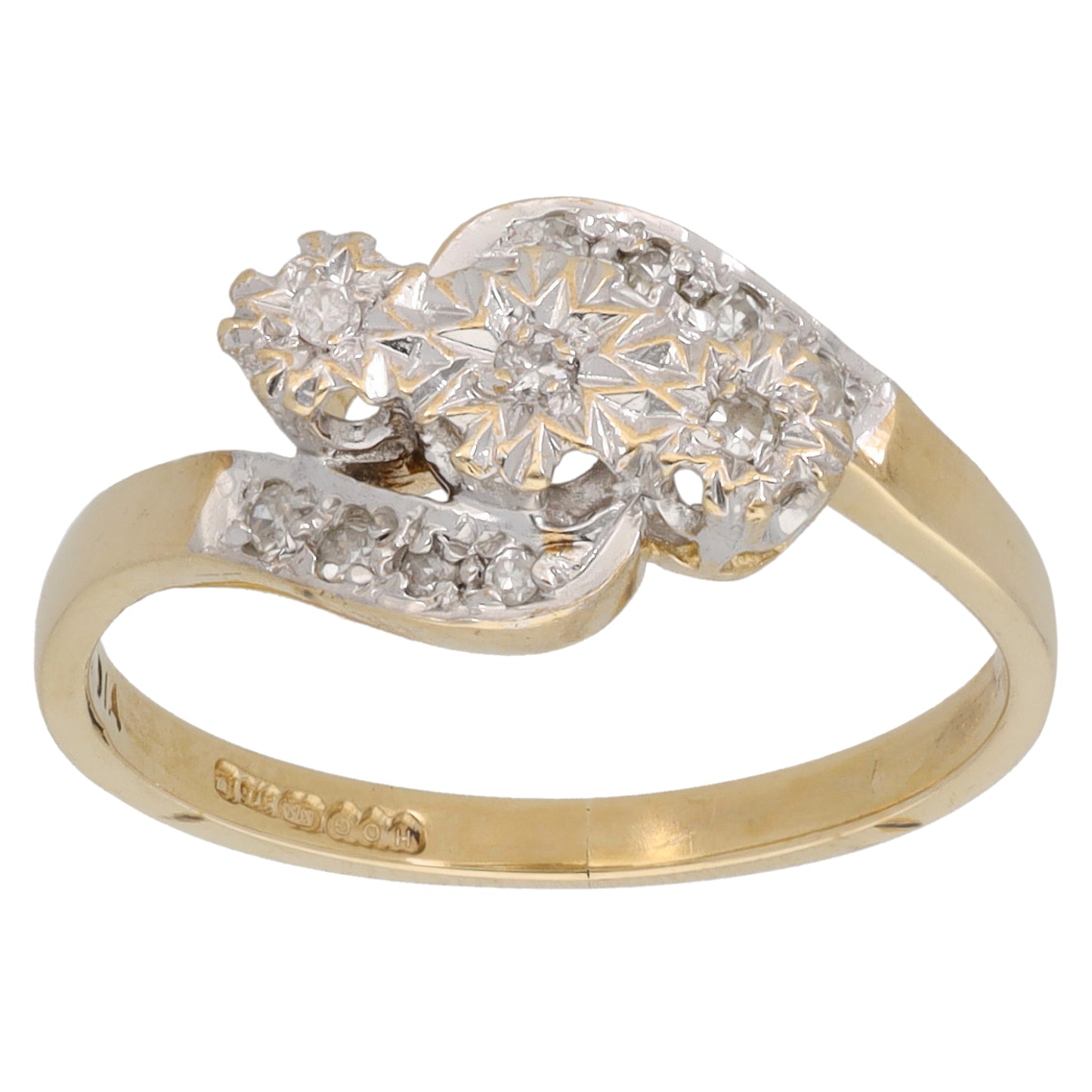 9ct Gold 0.11ct Diamond Dress/Cocktail Ring Size M