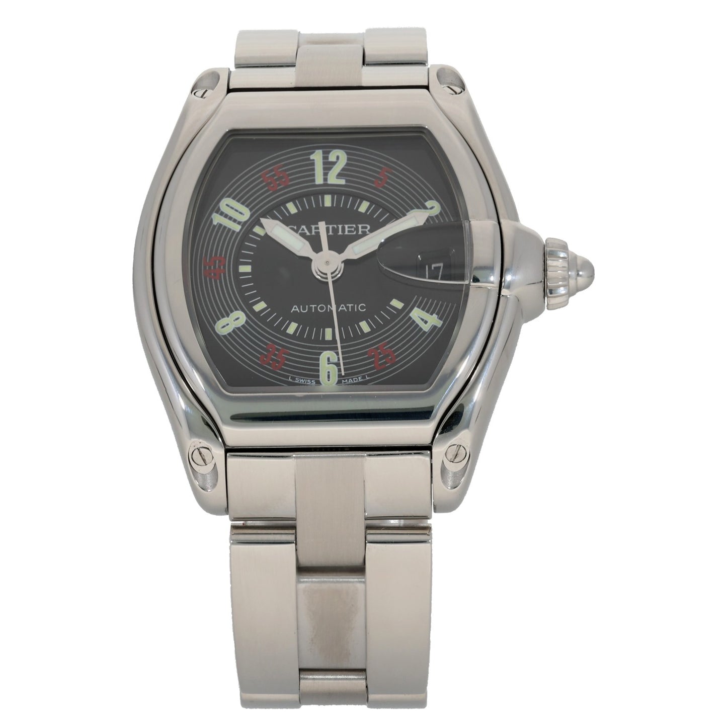 Cartier Roadster W62002V3, black dial with a stainless steel bracelet and case