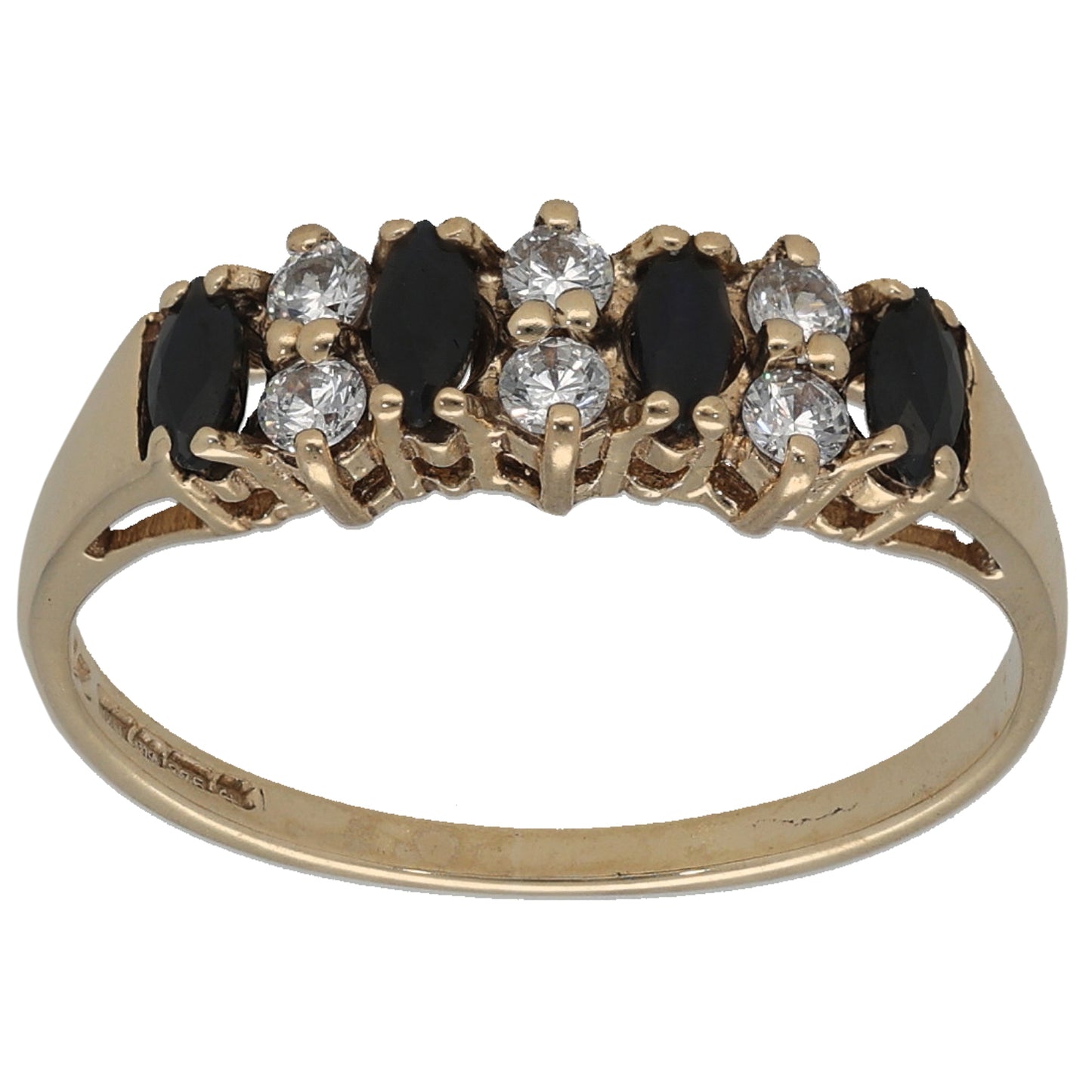 9ct Gold Sapphire & Cubic Zirconia Dress/Cocktail Ring Size M