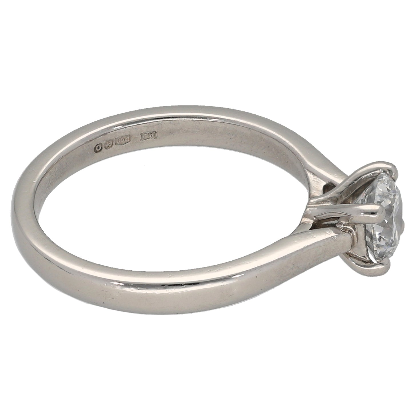 Platinum 0.64ct Diamond Solitaire Ring Size M