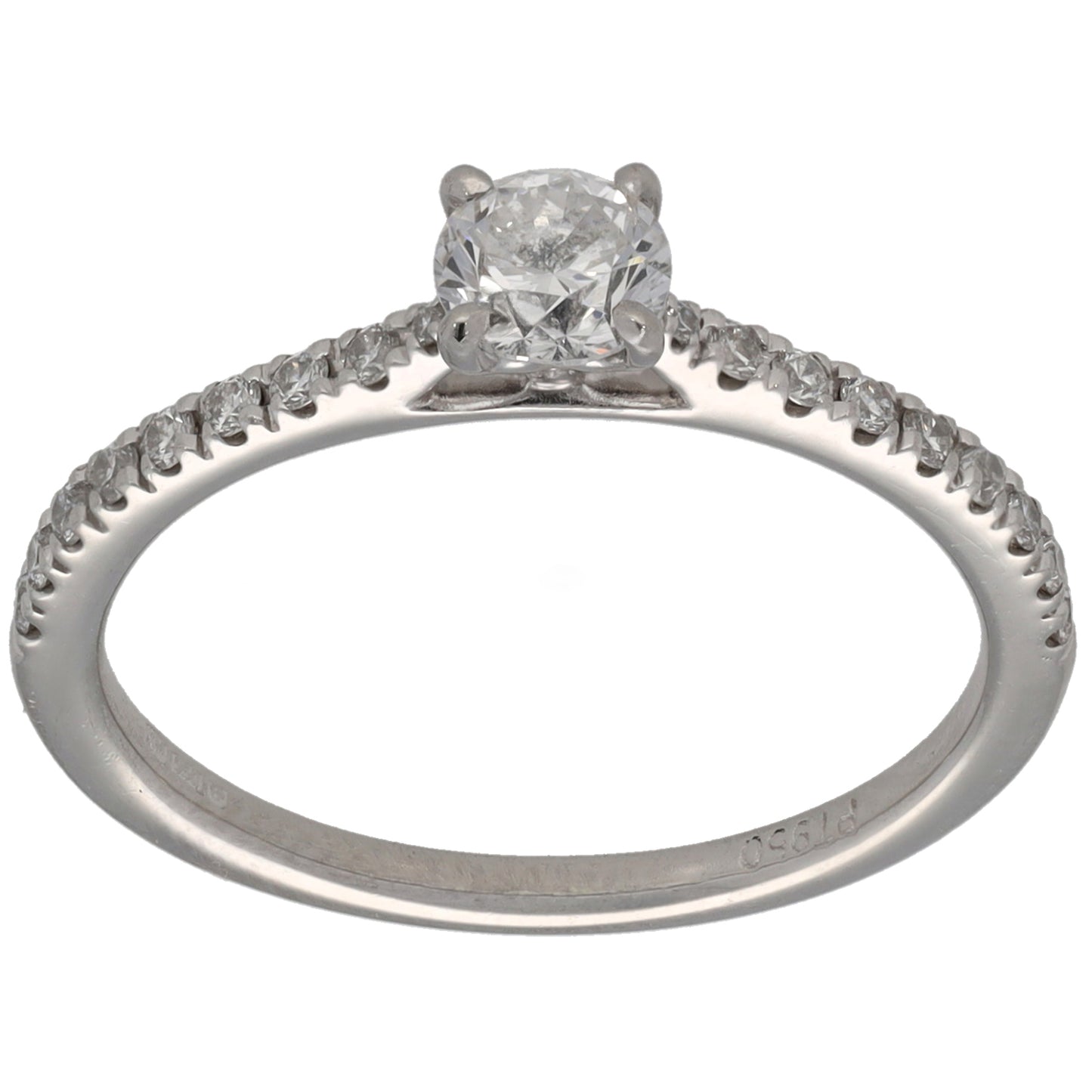Platinum 0.50ct Diamond Solitaire Ring With Accent Stones Size N