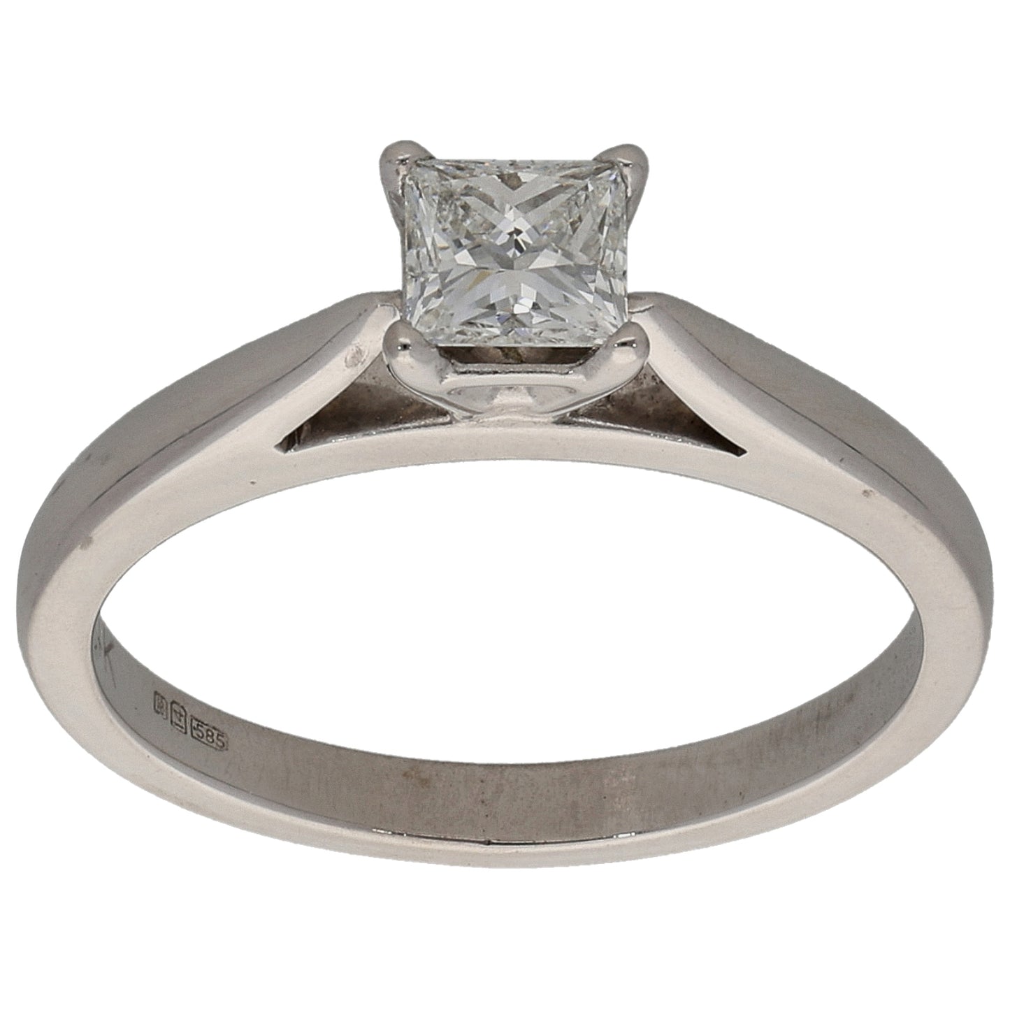 14ct White Gold 0.50ct Diamond Solitaire Ring Size N