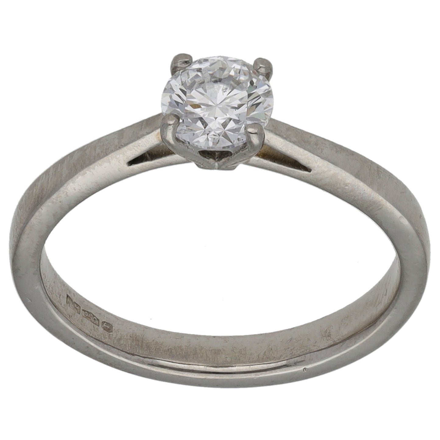 Platinum 0.45ct Diamond Solitaire Ring Size L