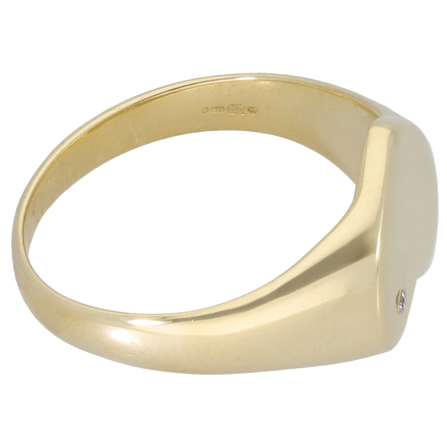 9ct Gold 0.005ct Diamond Plain Signet Ring Size K