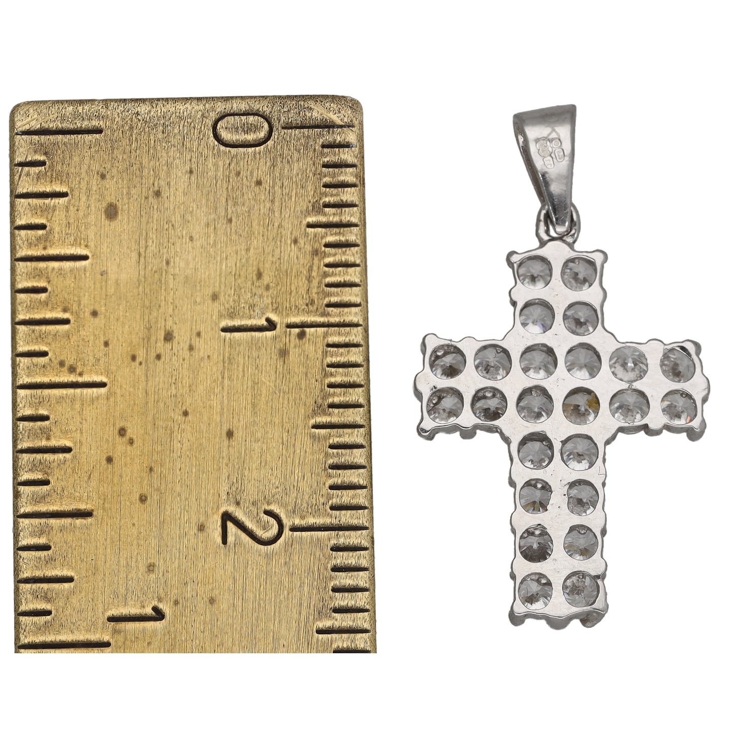 9ct White Gold Cubic Zirconia Cross Pendant