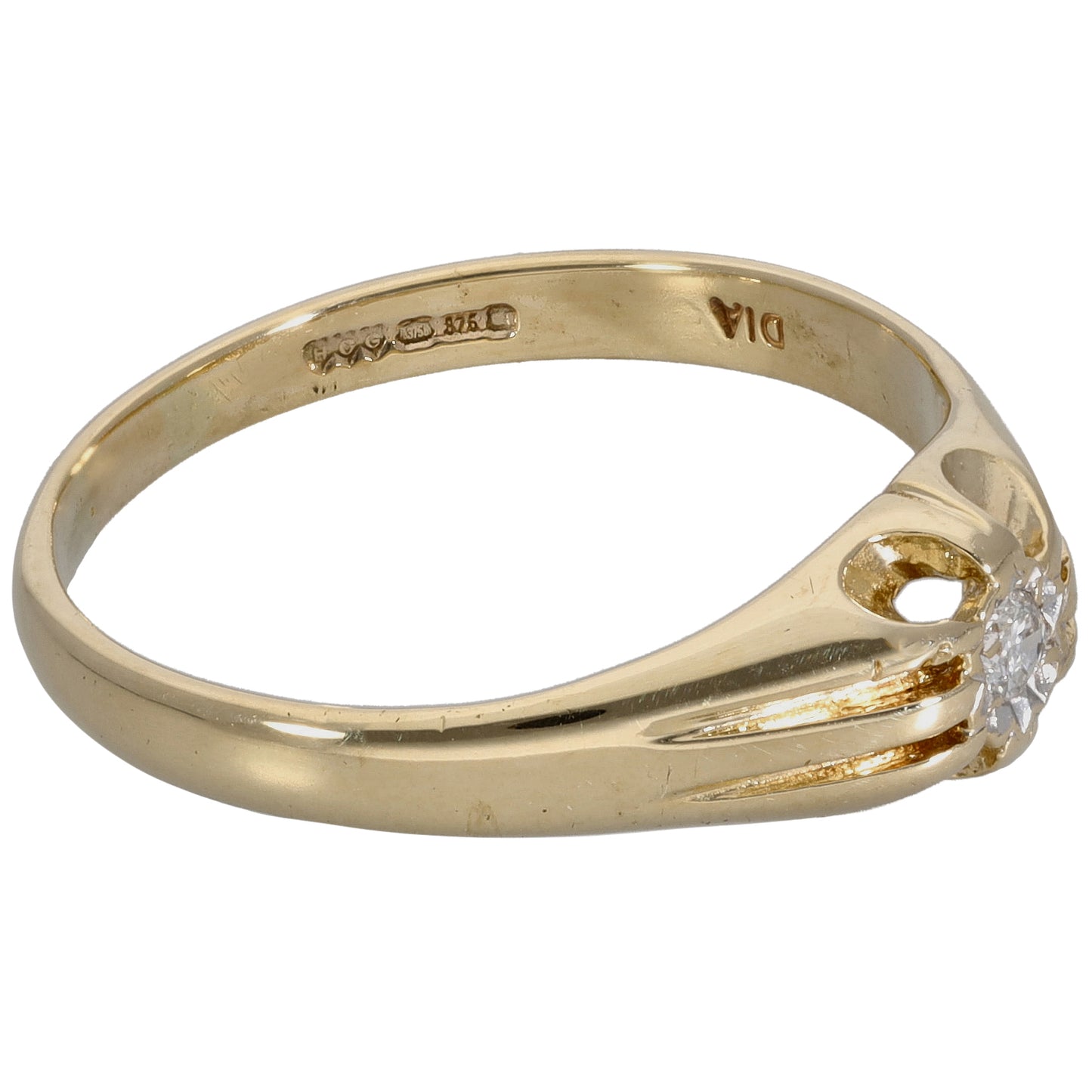 9ct Gold 0.07ct Diamond Solitaire Ring Size R