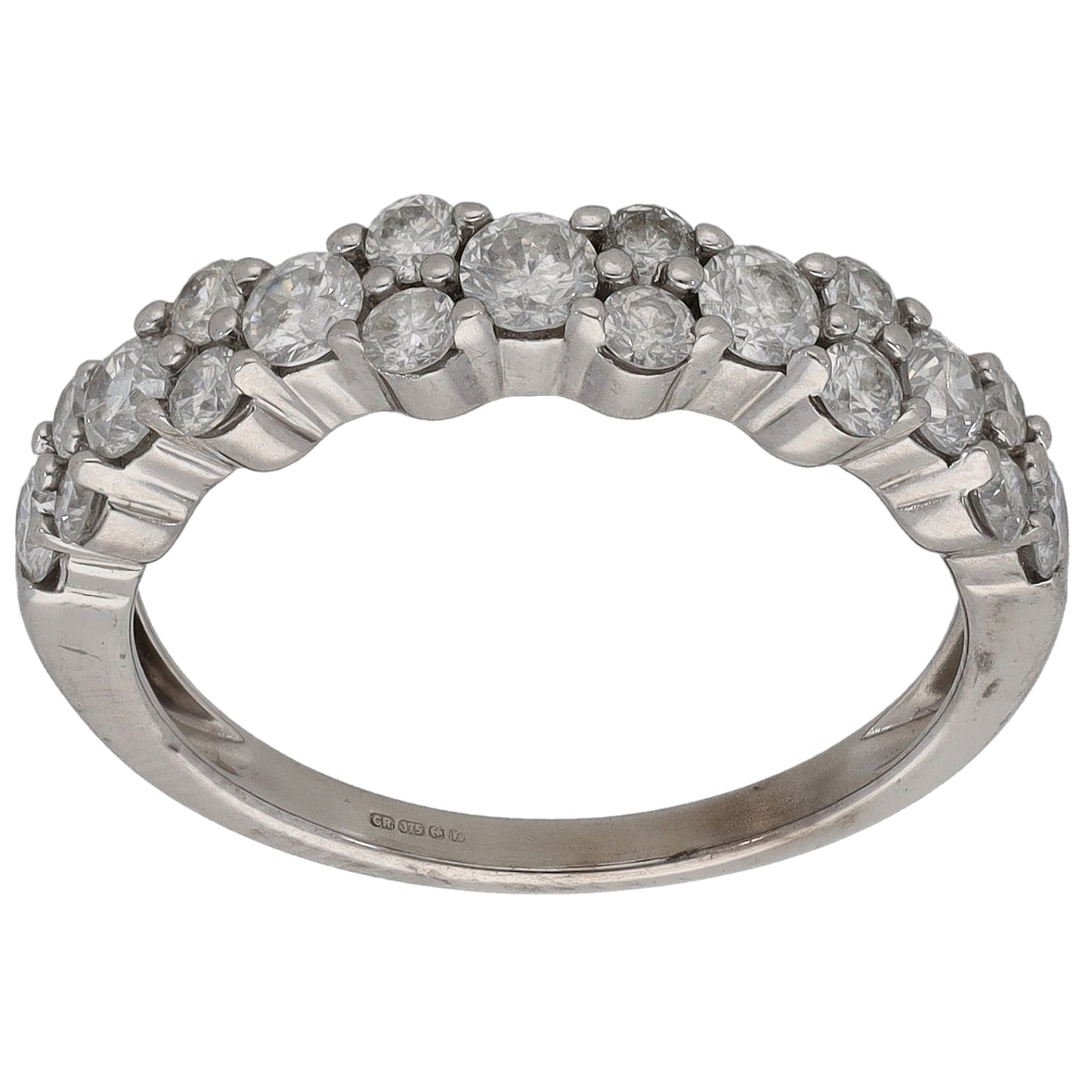 9ct White Gold 0.99ct Diamond Half Eternity Ring Size N