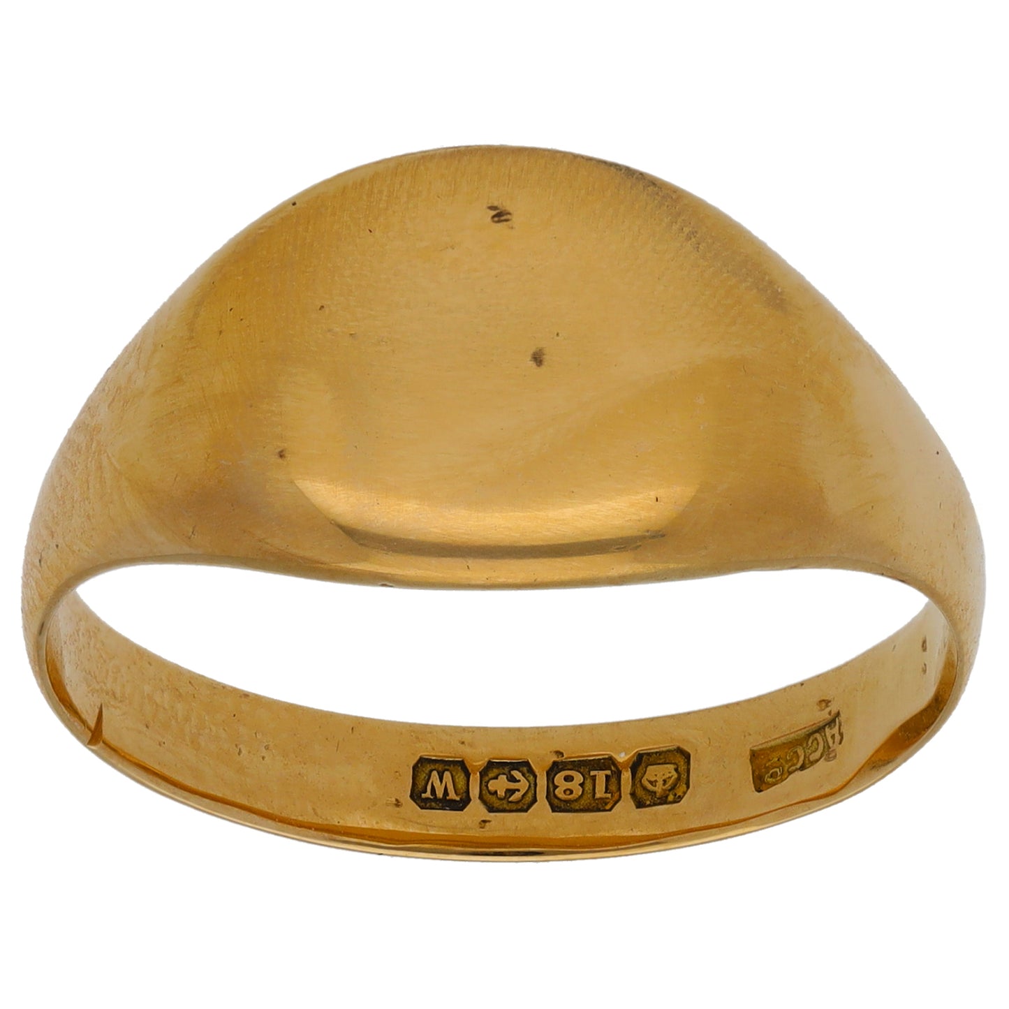 18ct Gold Plain Signet Ring Size V