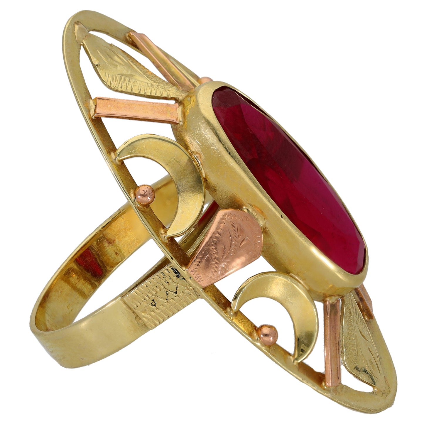 14ct Bicolour Gold Imitation Single Stone Ring Size S