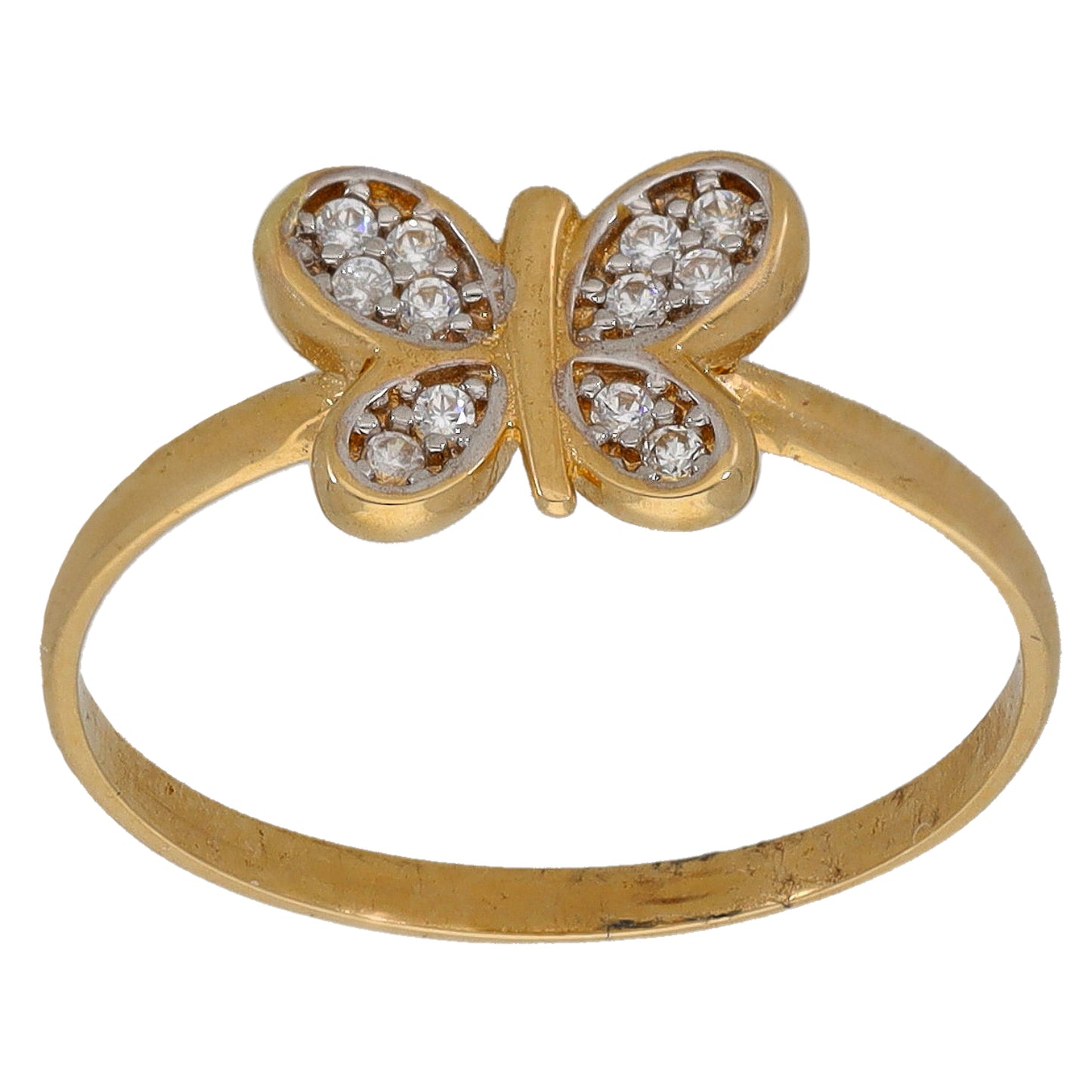 14ct Gold Cubic Zirconia Butterfly Ring Size L