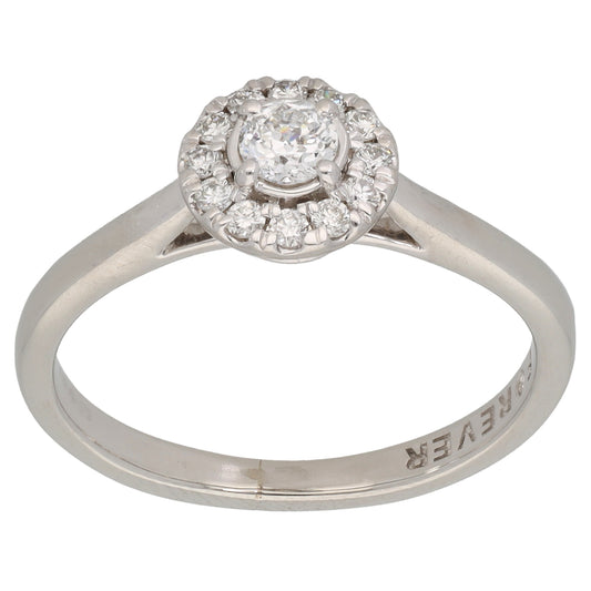 Platinum 0.33ct Diamond Halo Ring Size O