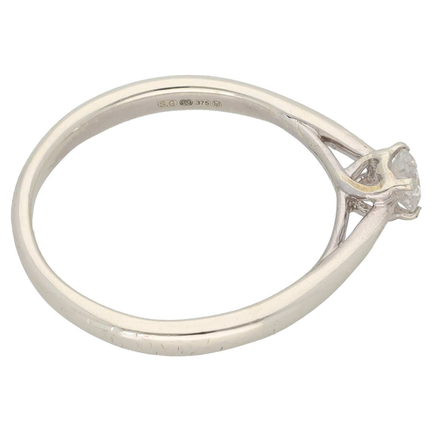 9ct White Gold 0.15ct Diamond Solitaire Ring Size L