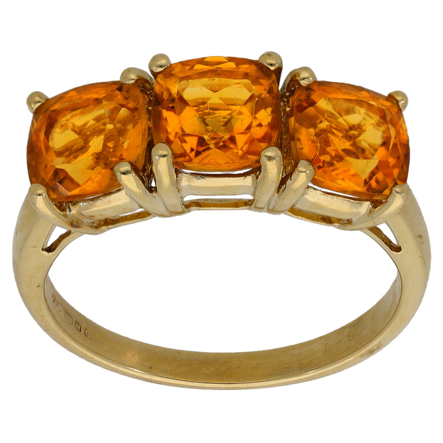 9ct Gold Citrine Trilogy Ring Size M