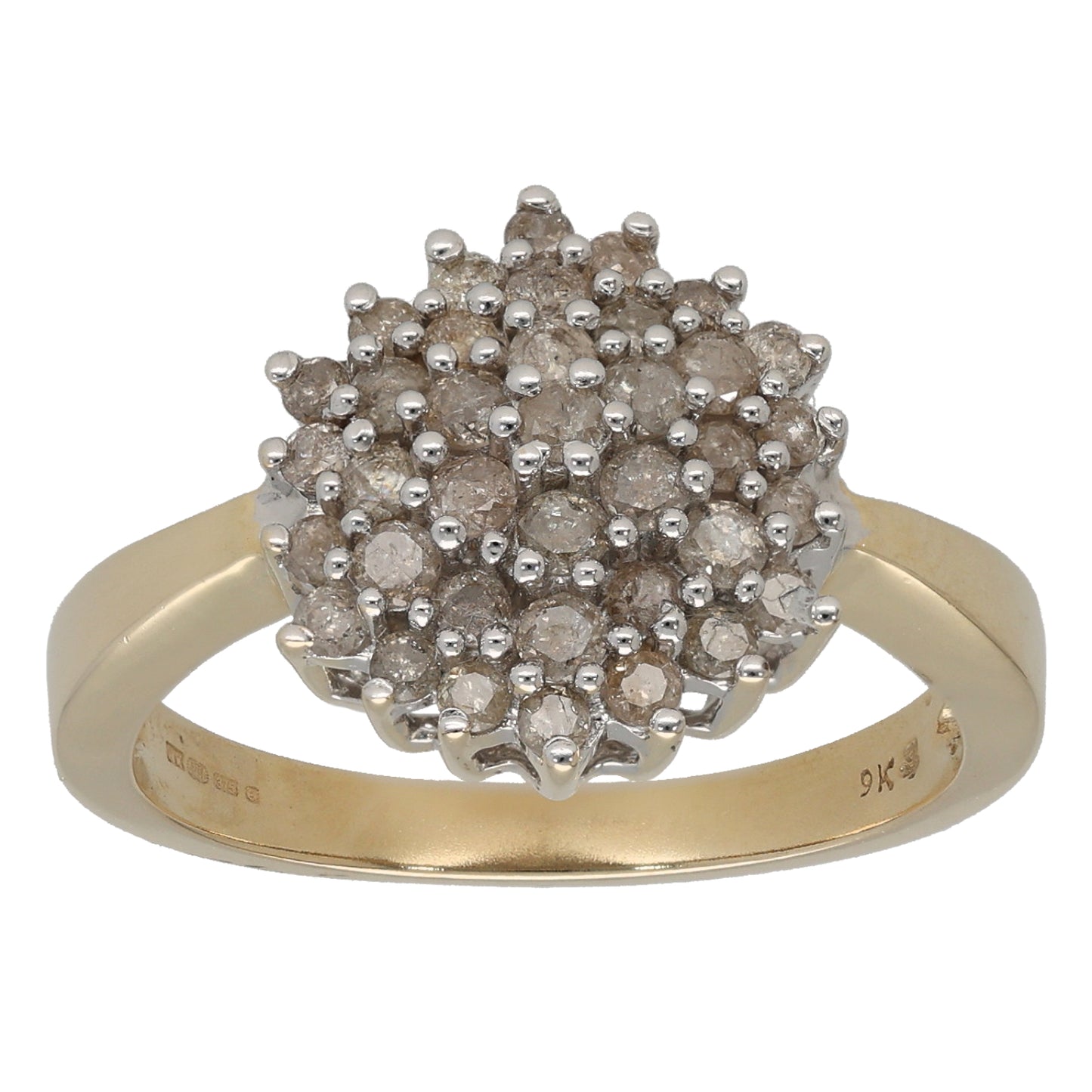 9ct Gold 0.93ct Diamond Cluster Ring Size S