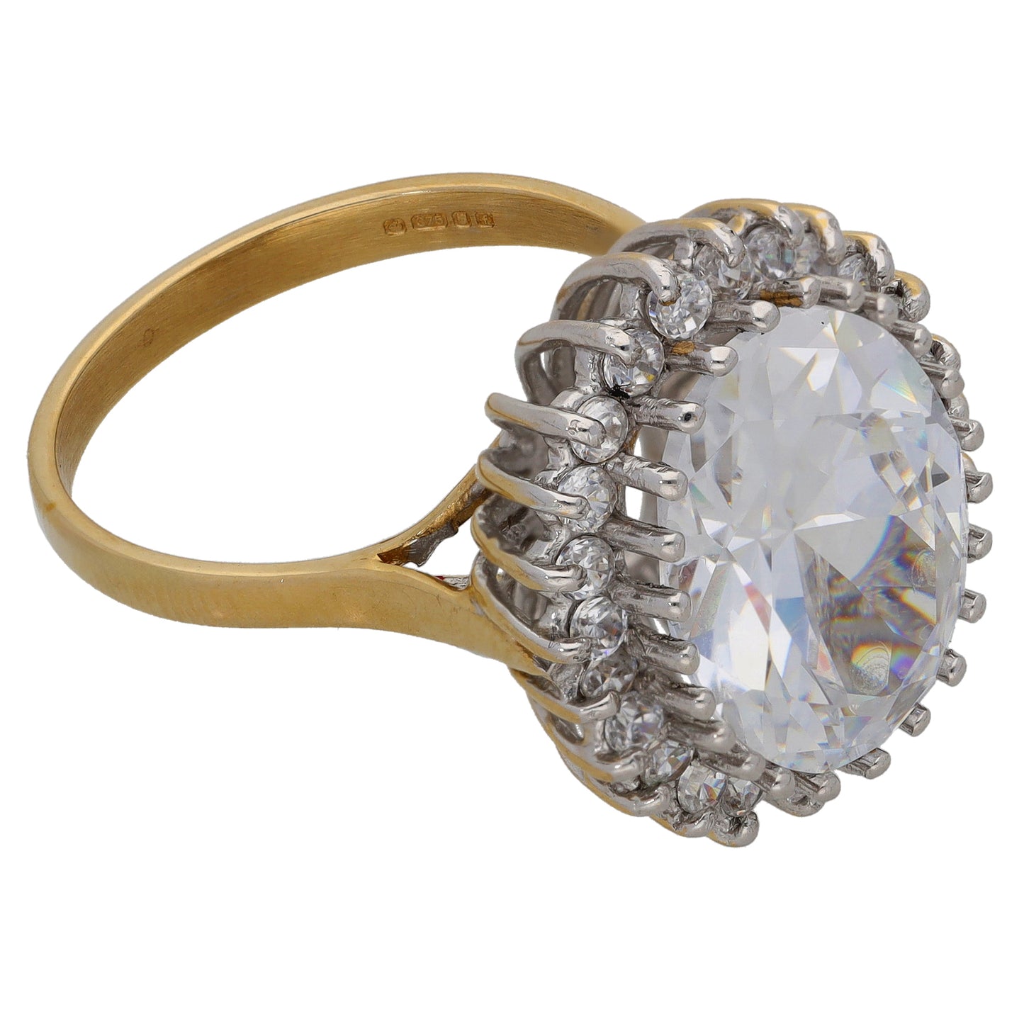 9ct Gold Cubic Zirconia Cluster Ring Size T