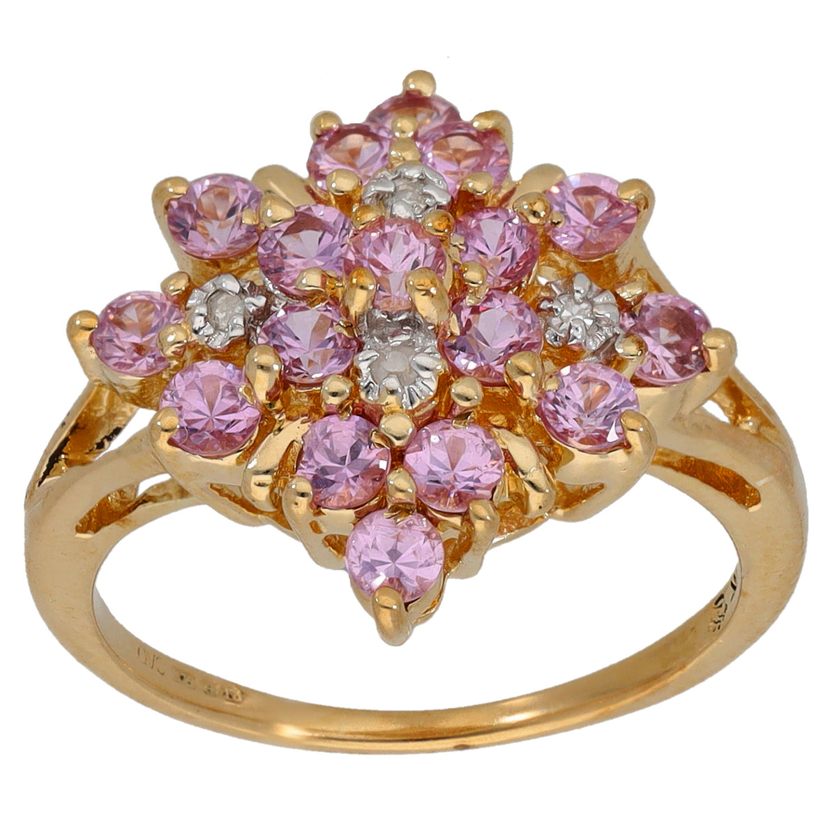 9ct Gold Sapphire & 0.02ct Diamond Dress/Cocktail Ring Size M