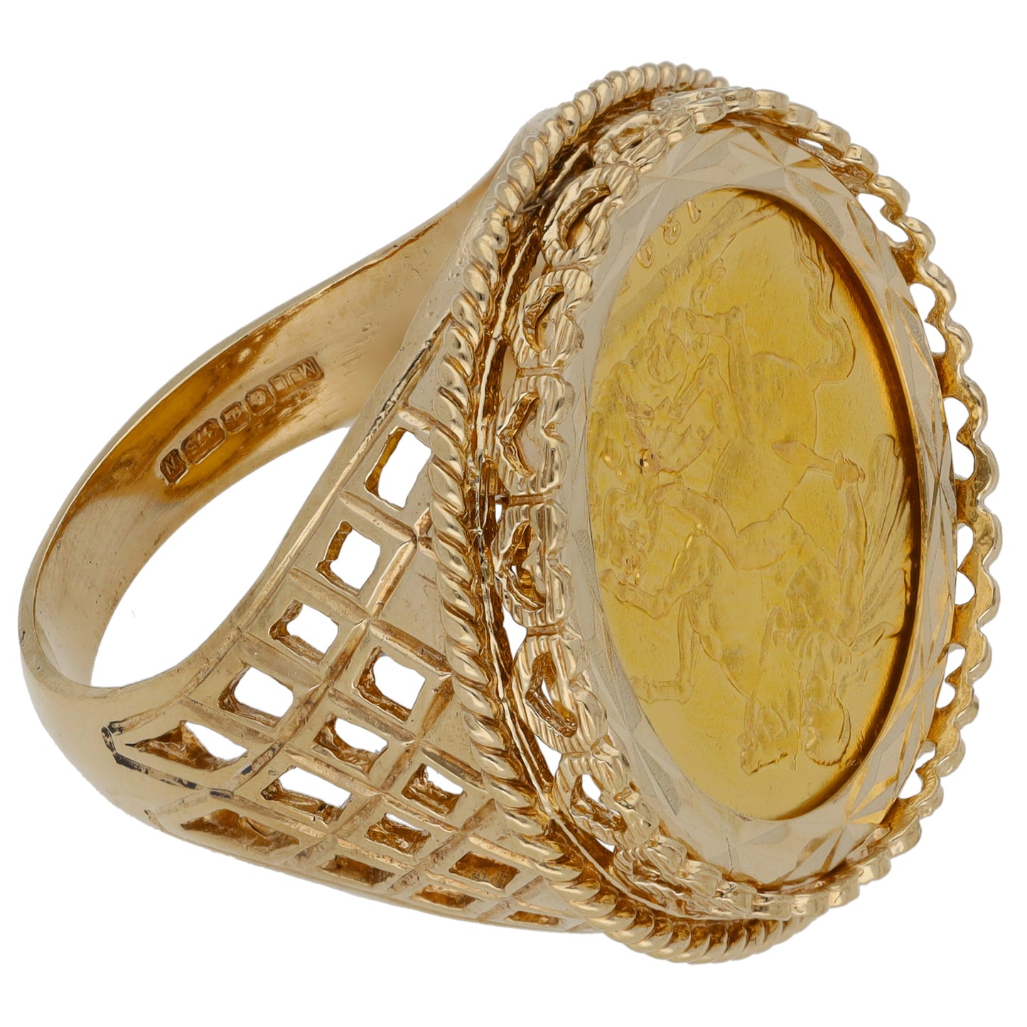 9ct Gold Coin Ring Size U