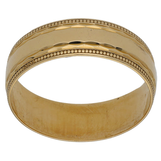 9ct Gold Patterned Wedding Ring Size U
