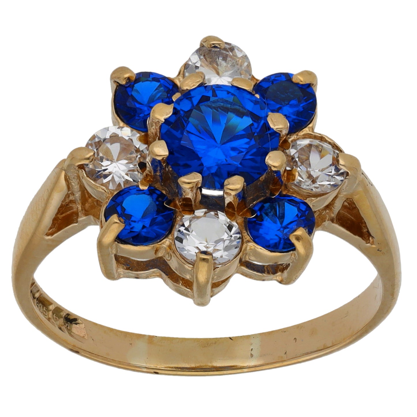 9ct Gold Imitation Gems Dress/Cocktail Ring Size Q