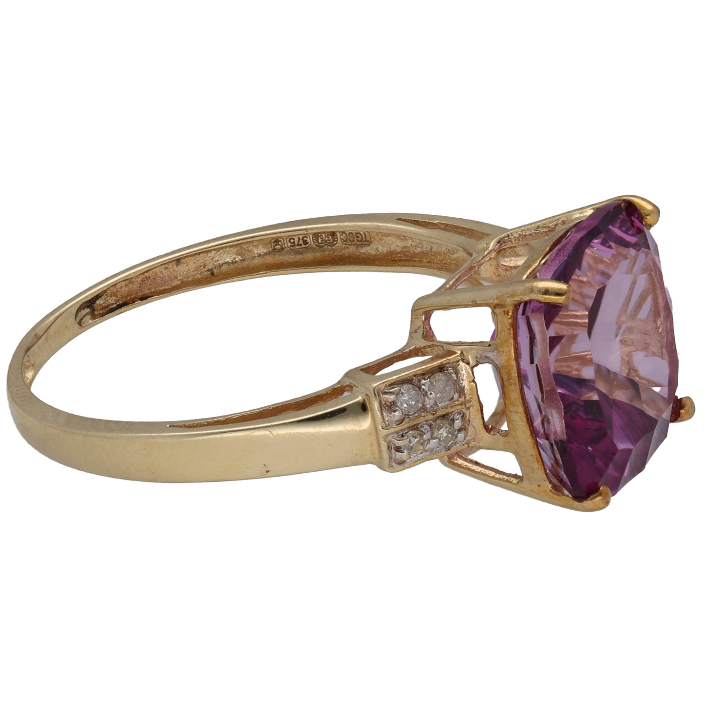 9ct Gold Coated Topaz & 0.04ct Diamond Dress/Cocktail Ring Size P