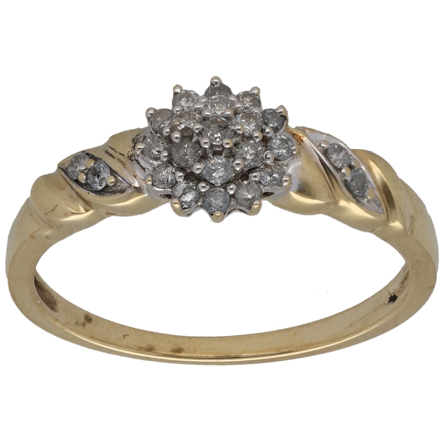 9ct Gold 0.115ct Diamond Cluster Ring Size P