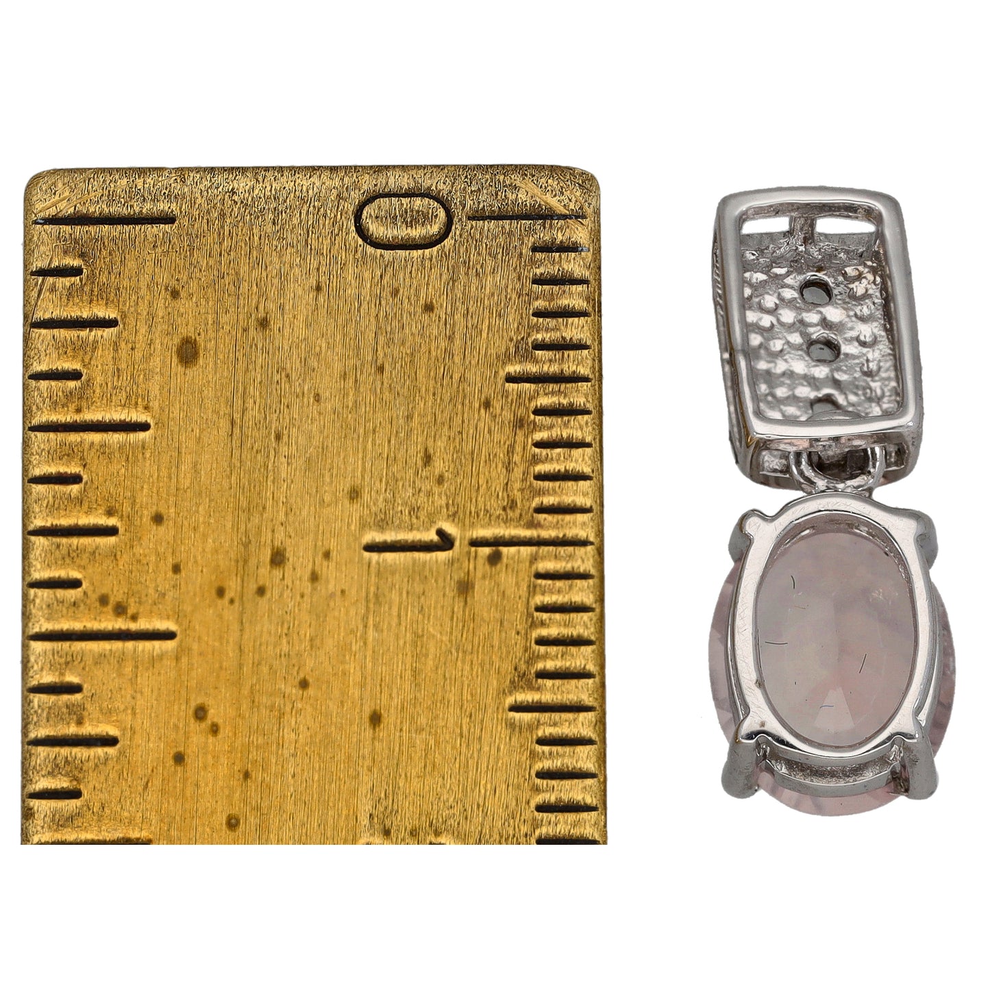 9ct White Gold Quartz & Imitation Dress/Cocktail Pendant