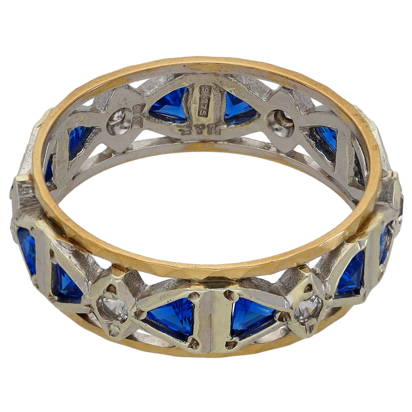 9ct Bi-Colour Gold Imitation Gems Alternative Ring Size P
