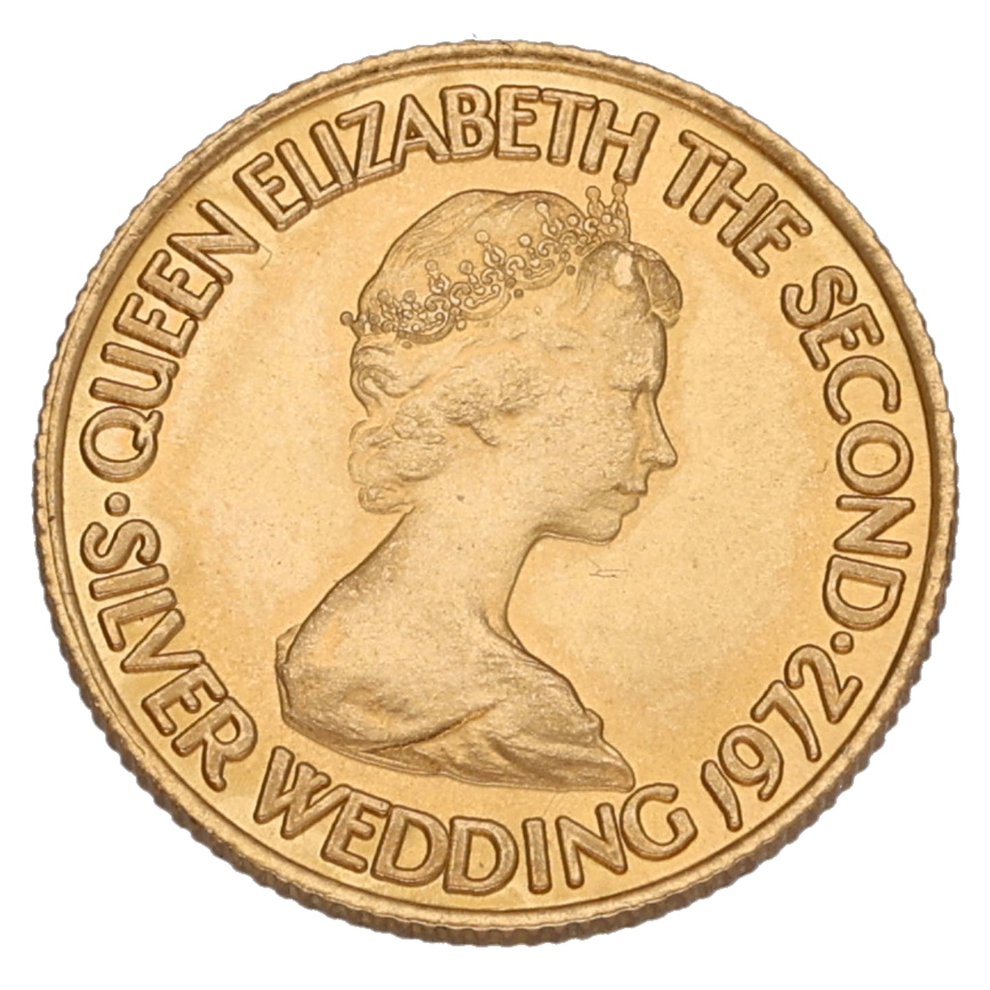 22ct Gold Queen Elizabeth II Silver Wedding Five Pounds Coin 1972