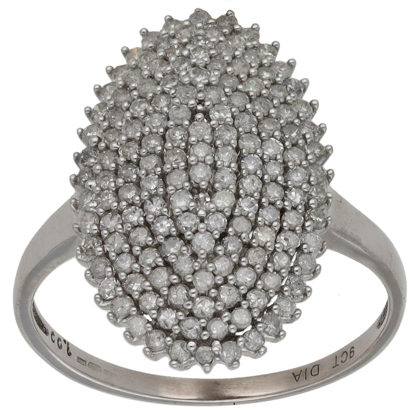 9ct Gold 1.00ct Diamond Cluster Ring Size R