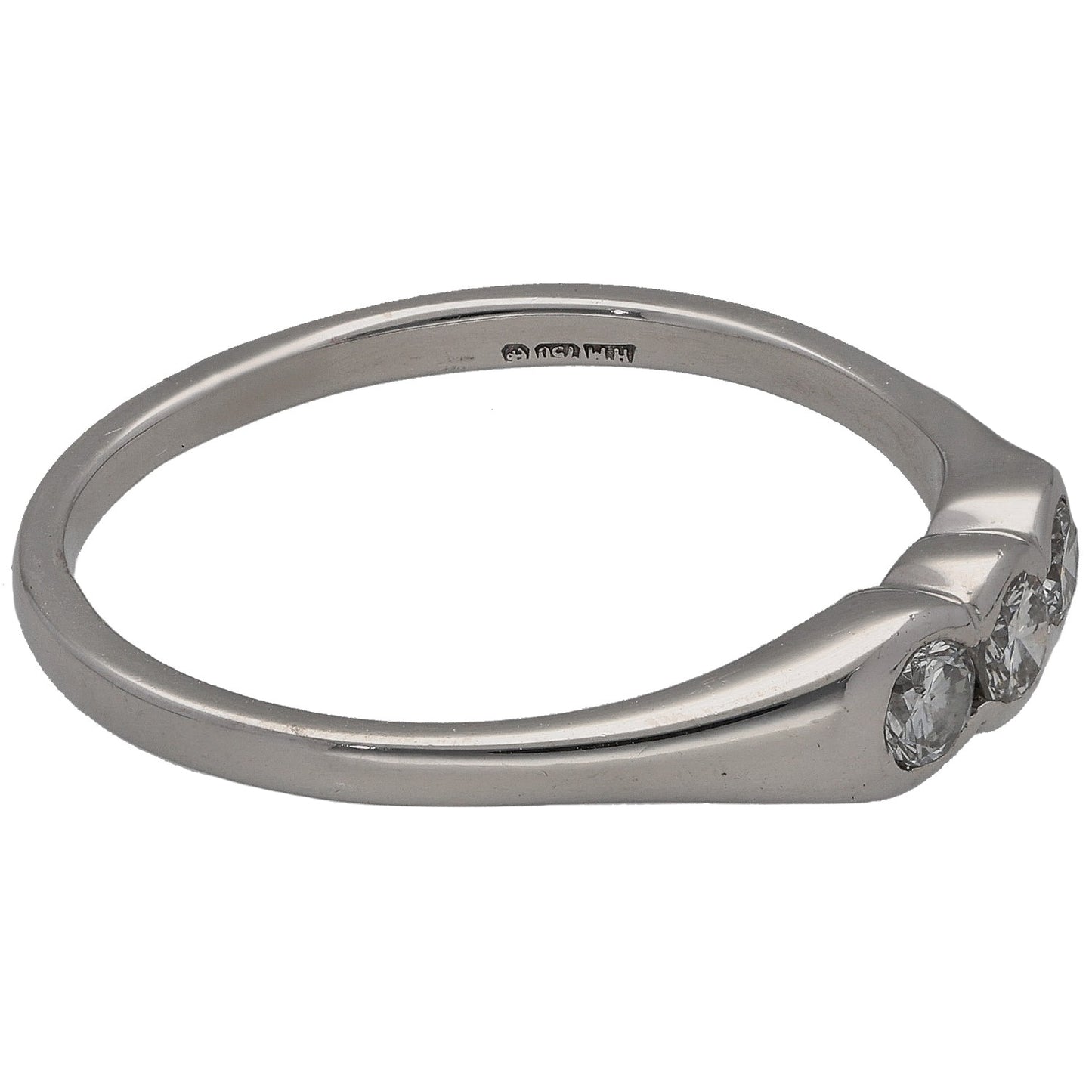 18ct White Gold 0.07ct Diamond Trilogy Ring Size T