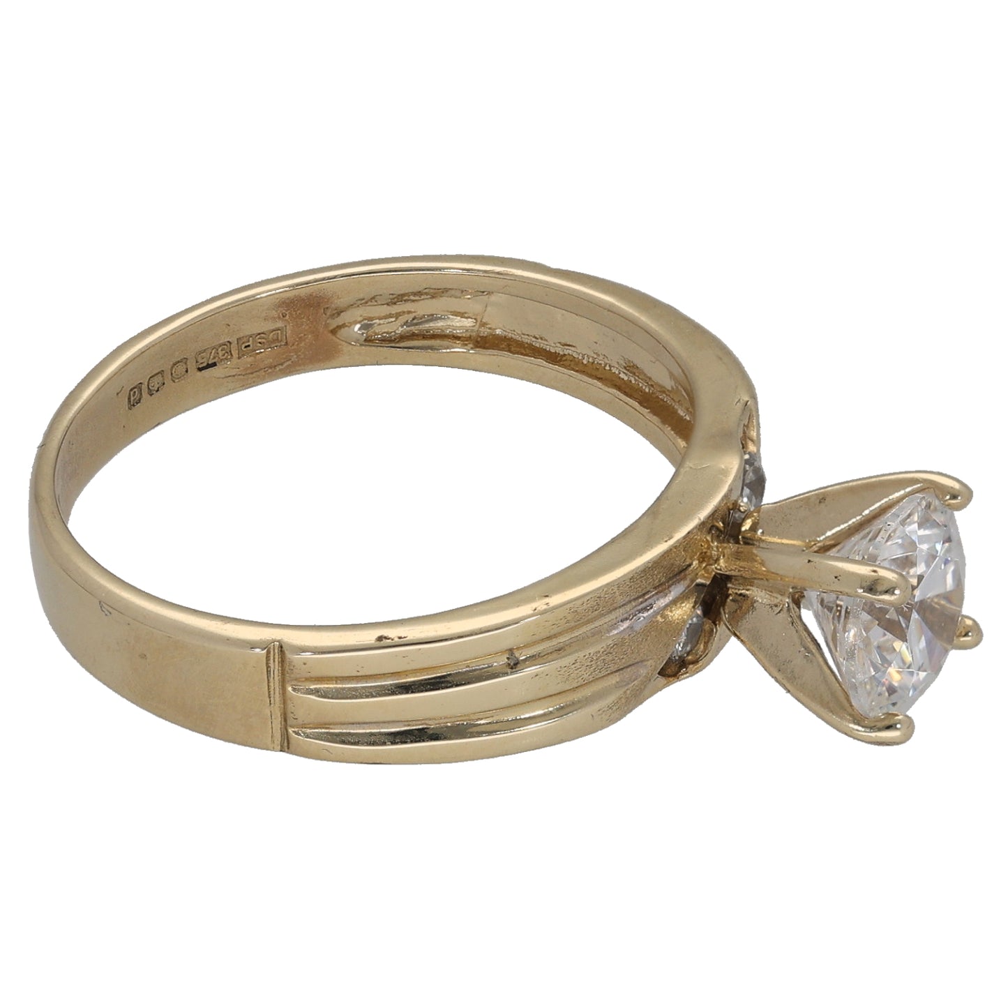 9ct Gold Cubic Zirconia Single Stone Ring Size O