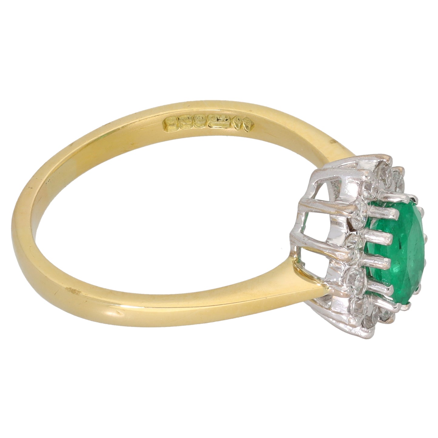 18ct Gold Emerald & 0.36ct Diamond Dress/Cocktail Ring Size R