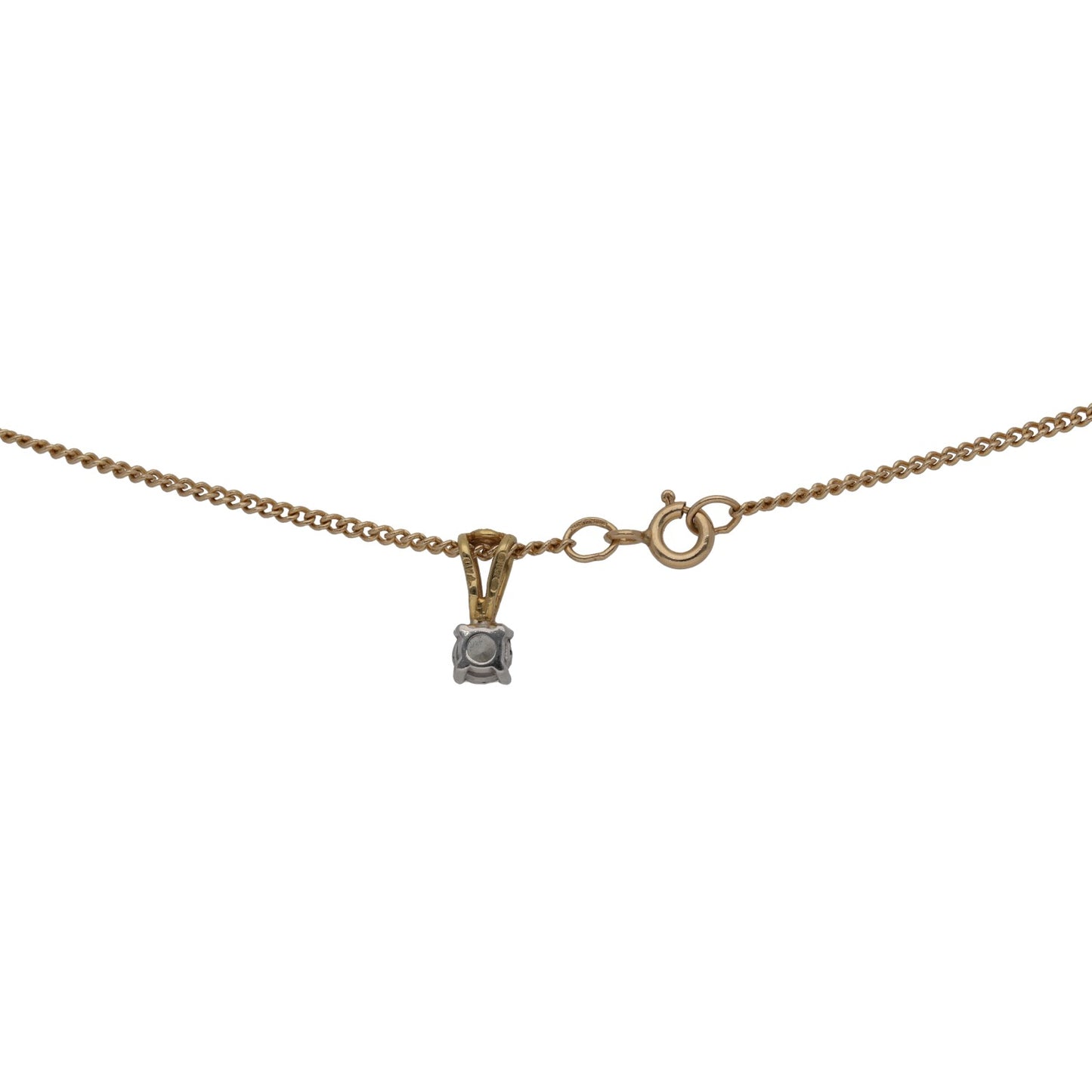 9ct Gold 0.15ct Diamond Solitaire Pendant With Chain