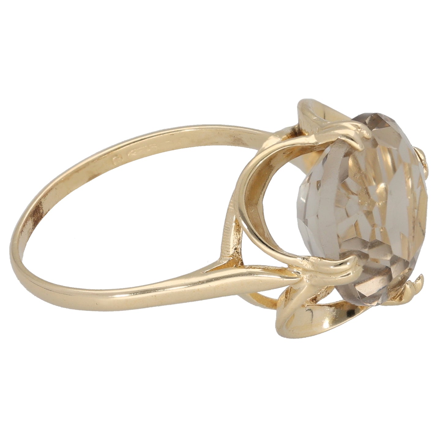9ct Gold Quartz Solitaire Ring Size Q