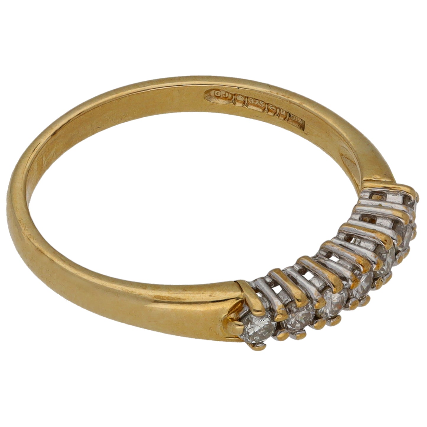 9ct Gold 0.25ct Diamond Half Eternity Ring Size O