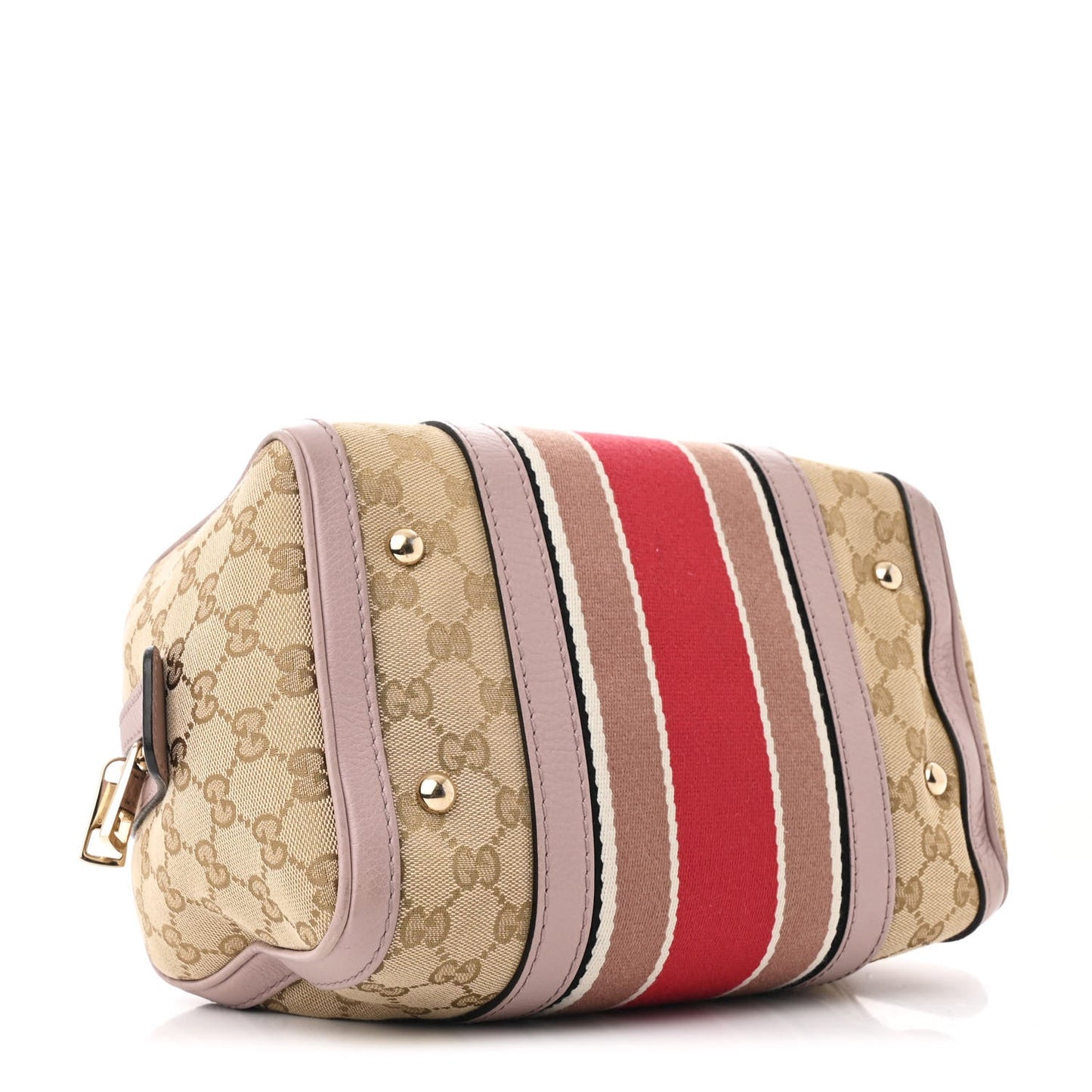 Gucci Vintage Web Boston Coated Canvas Bag - Beige & Pink