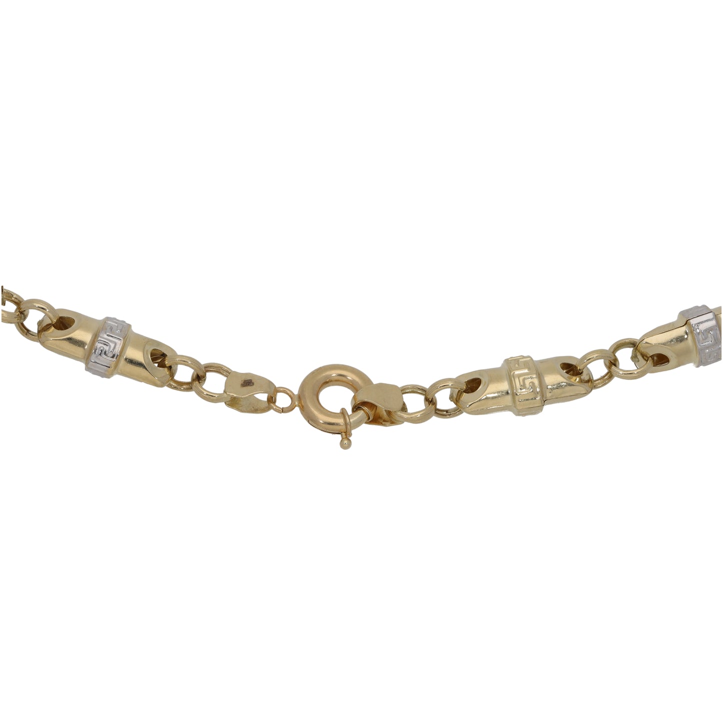 New 14ct Bicolour Gold Greek Key Fancy Chain 23"