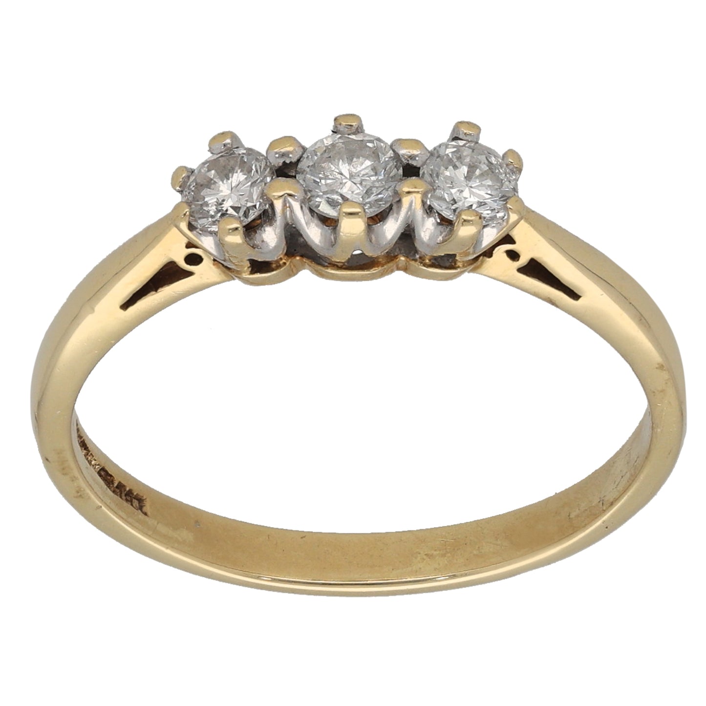 18ct Gold 0.30ct Diamond Trilogy Ring Size P
