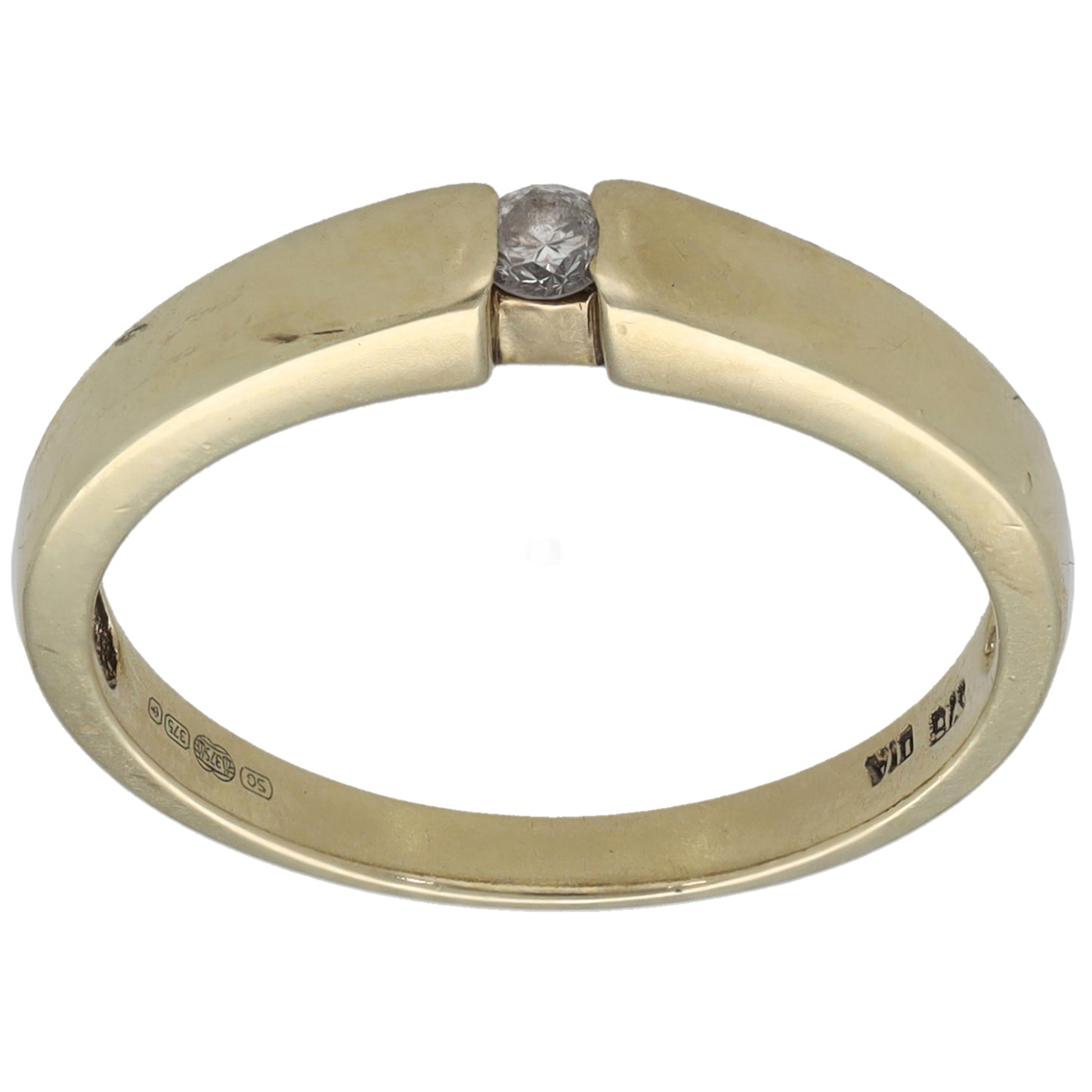 9ct Gold 0.07ct Diamond Solitaire Ring Size O