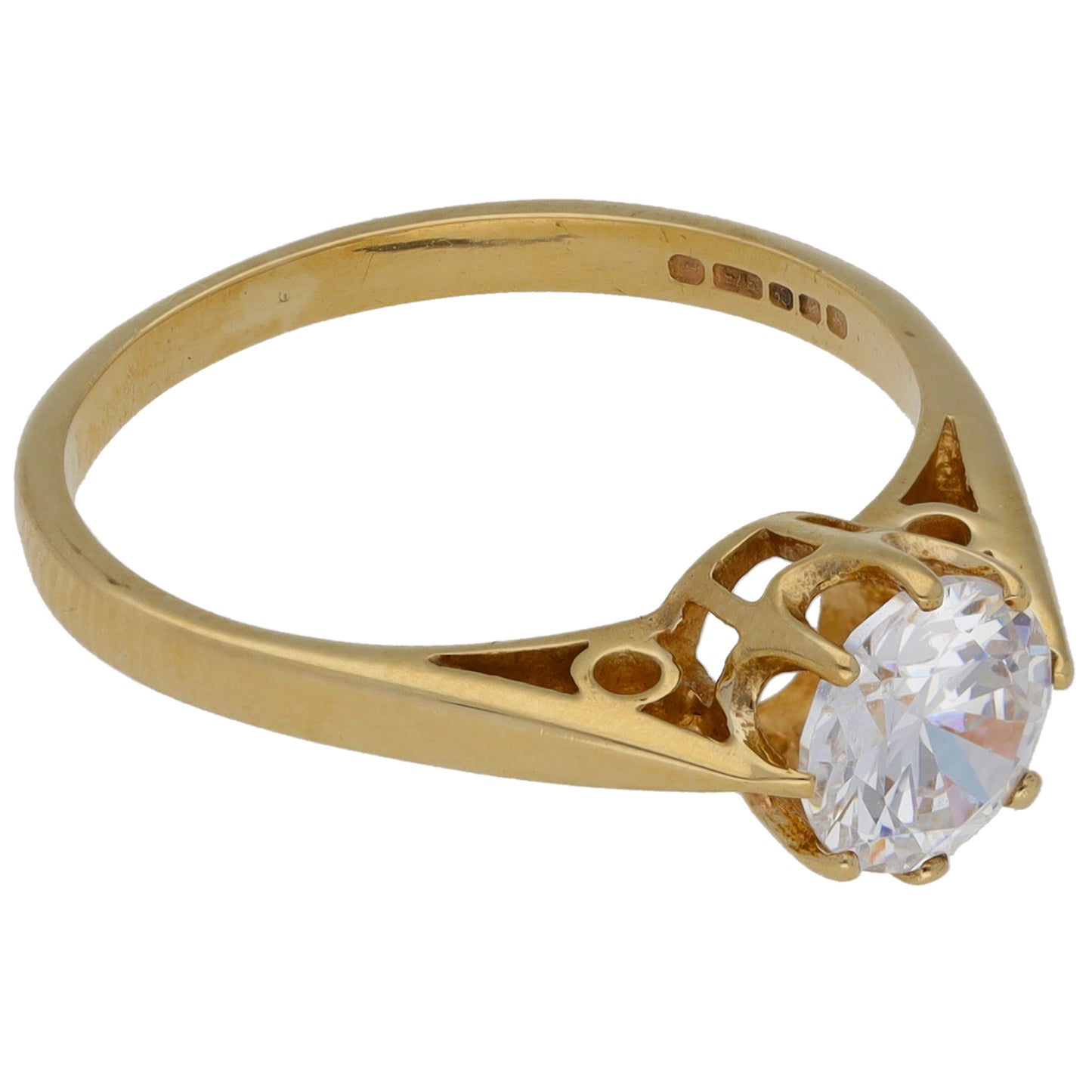 9ct Gold Cubic Zirconia Single Stone Ring Size L