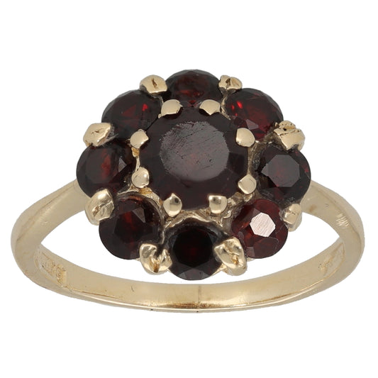 9ct Gold Garnet Dress/Cocktail Ring Size K