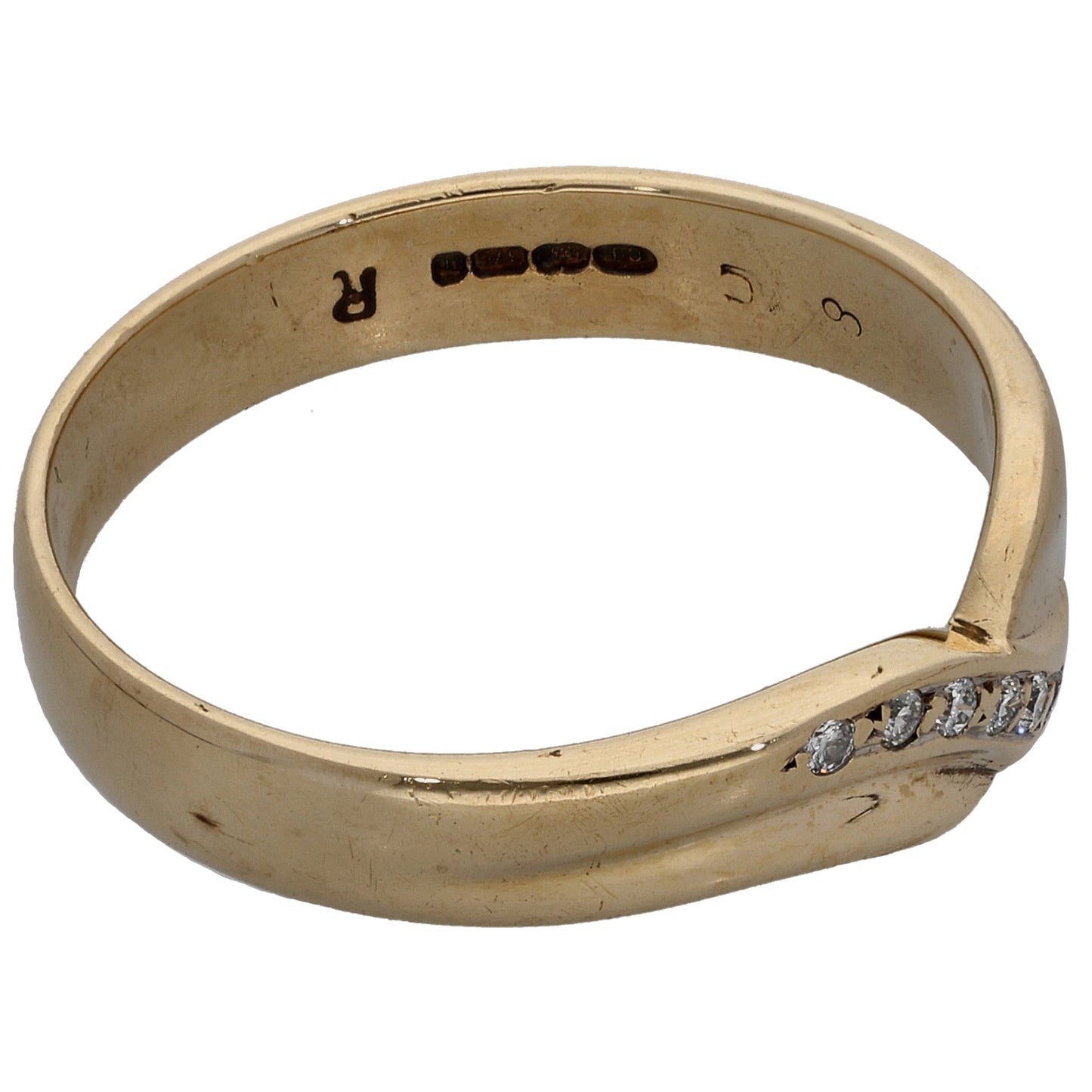 9ct Gold 0.03ct Diamond Half Eternity Ring Size Q