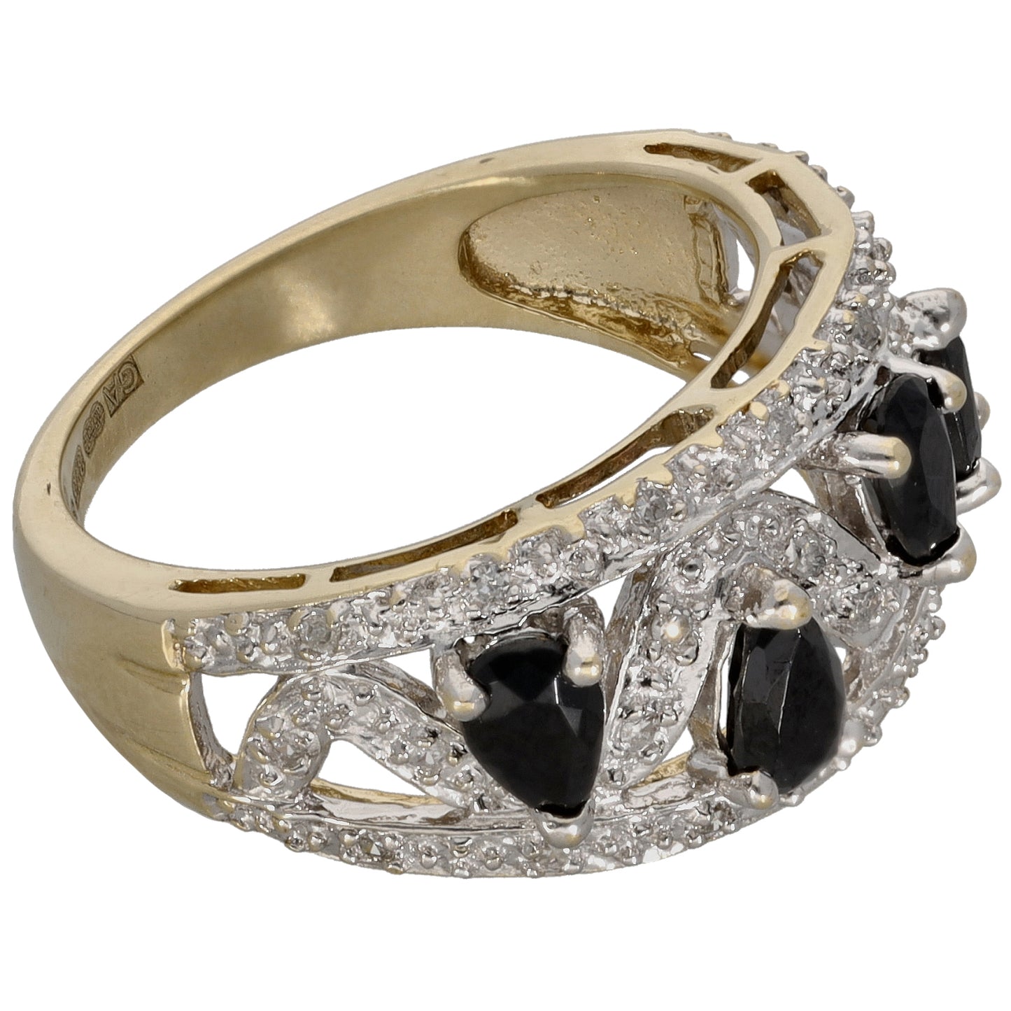 9ct Gold 0.12ct Diamond & Imitation Gems Dress/Cocktail Ring Size L
