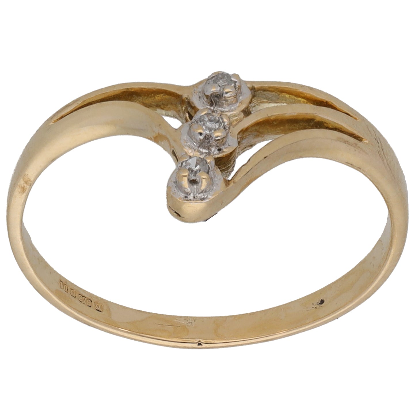 9ct Gold 0.015ct Diamond Trilogy Ring Size N