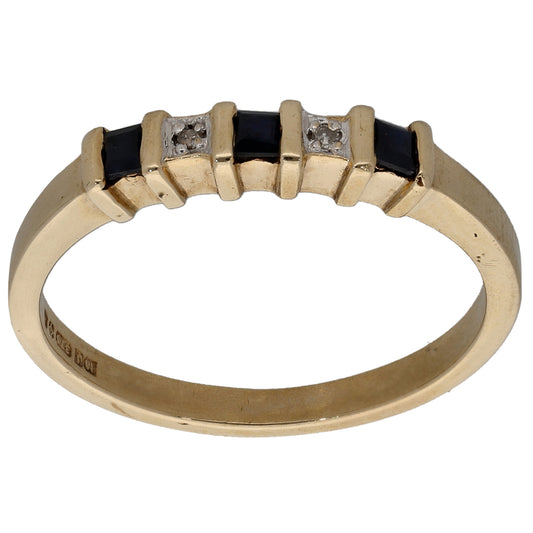9ct Gold Sapphire & 0.01ct Diamond Half Eternity Ring Size M