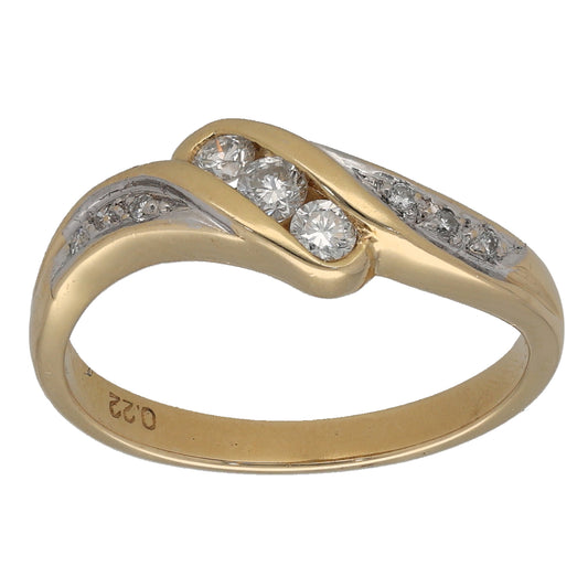 18ct Gold 0.22ct Diamond Dress/Cocktail Ring Size N